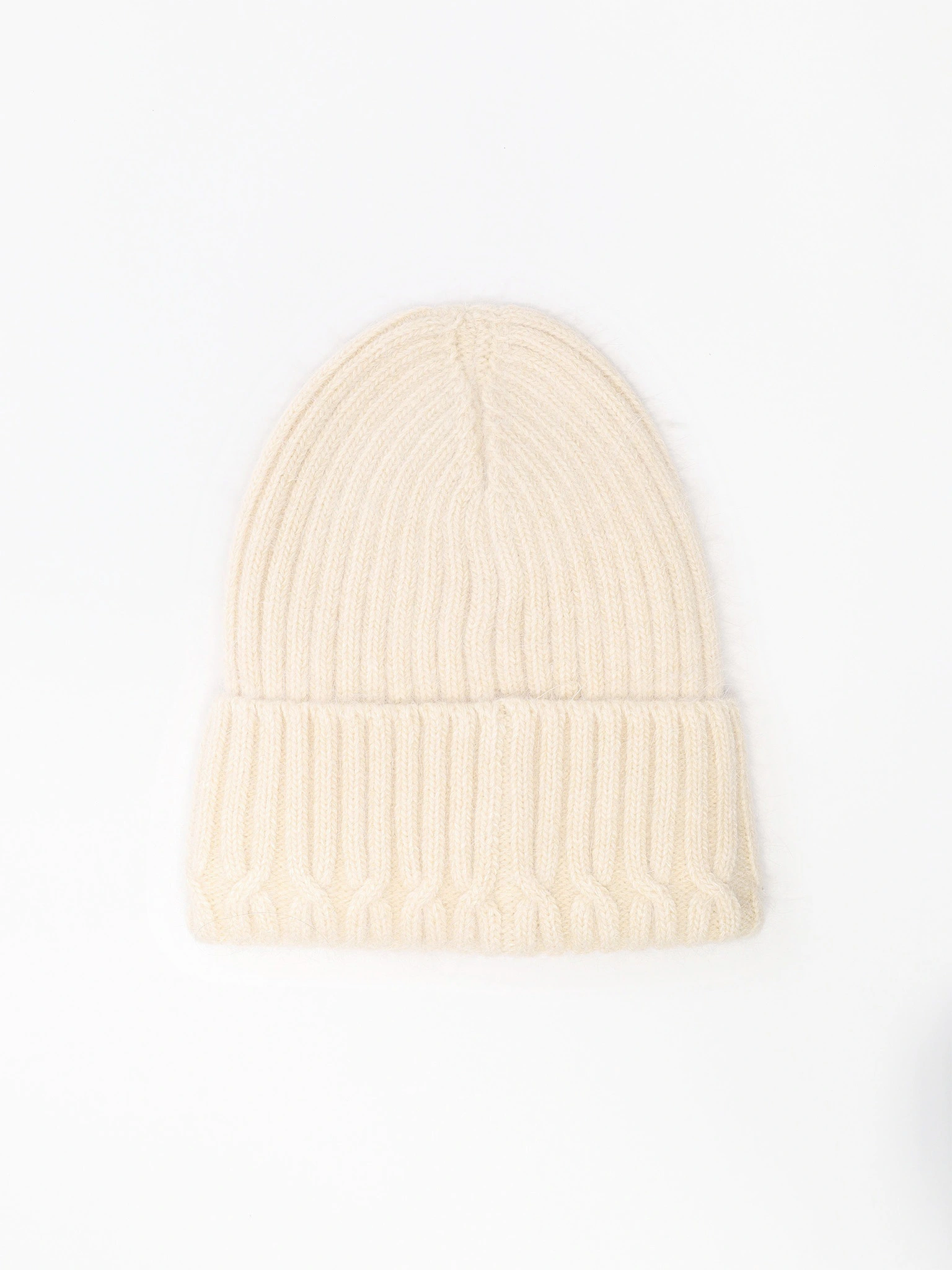 Шапка-бини из ангоры и нейлона с отворотом в ассортименте